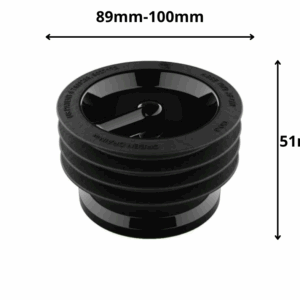 Syfon-suchy-green-drain-czarny-na-bialym-tle.-z-podana-wysokoscia-i-srednica-instalacji.