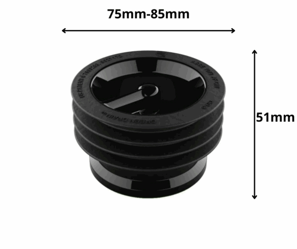 Syfon-suchy-green-drain-czarny-na-bialym-tle.-z-podana-wysokoscia-i-srednica-instalacji. Syfon-suchy-green-drain-czarny-na-bialym-tle.-z-podana-wysokoscia-i-srednica-instalacji.